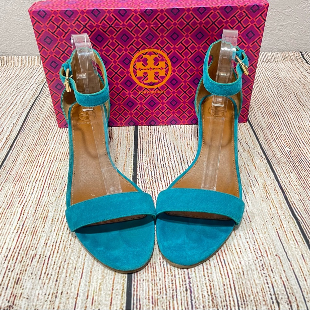 Tory Burch Turquoise Suede Sandal Sz 10